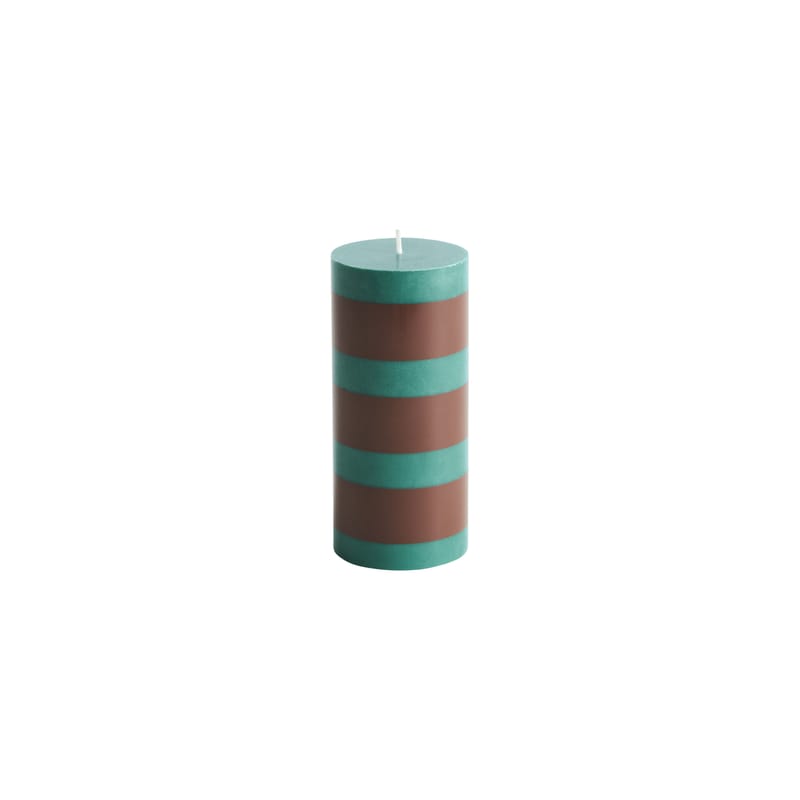 Décoration - Bougeoirs, photophores - Bougie bloc Column Small cire multicolore / Ø 6,5 x H 15 cm - Hay - Vert / Marron - Huile, Stéarine
