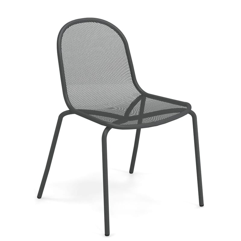 Mobilier - Chaises, fauteuils de salle à manger - Chaise empilable Nova gris métal - Emu - Fer ancien - Acier verni