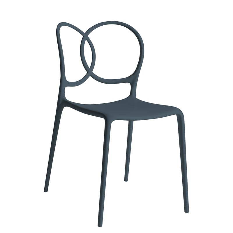 Mobilier - Chaises, fauteuils de salle à manger - Chaise empilable Sissi plastique gris Outdoor - Driade - Gris foncé - Fibre de verre, Polyéthylène, Polypropylène