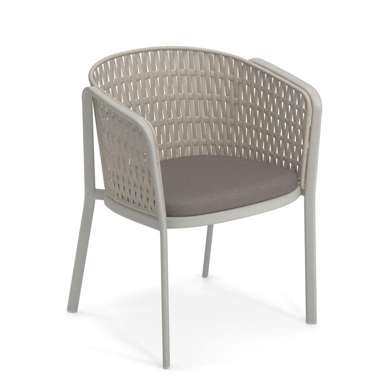Mobilier - Chaises, fauteuils de salle à manger - Fauteuil Carousel / Corde synthétique - Emu - Blanc mat / Corde ivoire - Aluminium, Corde synthétique