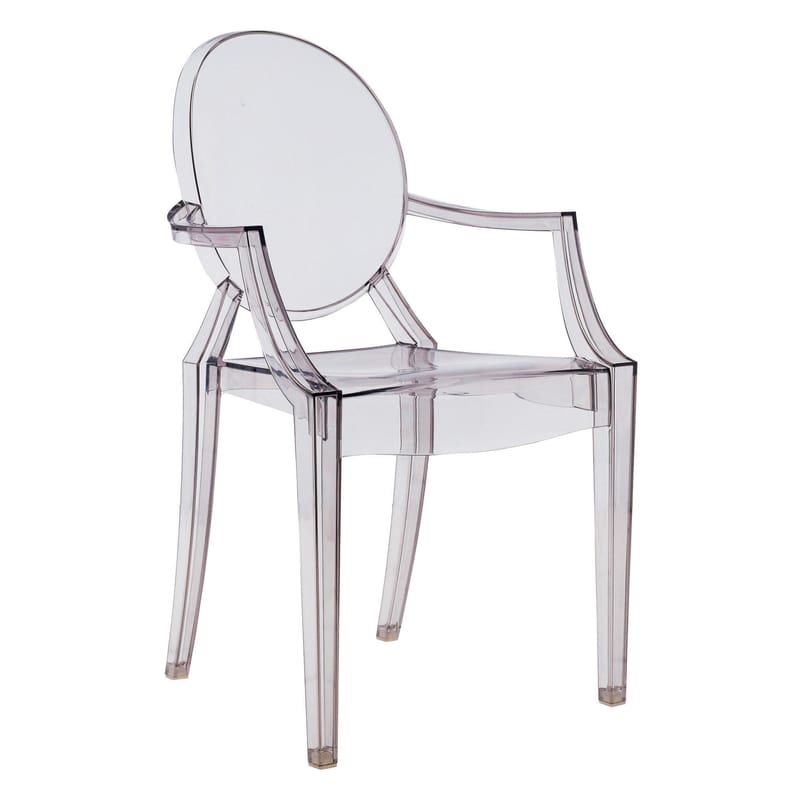 Mobilier - Chaises, fauteuils de salle à manger - Fauteuil empilable Louis Ghost plastique gris / Polycarbonate 2.0 - Kartell - Fumé - Polycarbonate 2.13