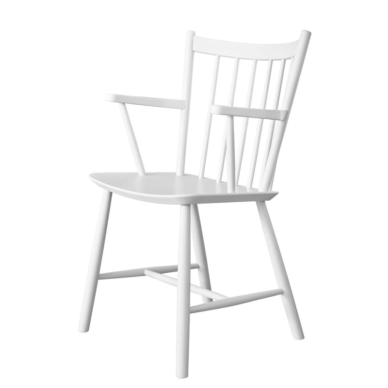 Mobilier - Chaises, fauteuils de salle à manger - Fauteuil J42 bois blanc / Réédition 1950 - Hay - Blanc - Hêtre laqué