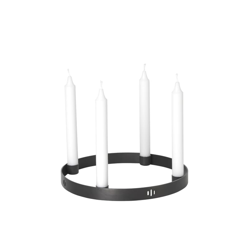 Dekoration - Kerzen, Kerzenleuchter und Windlichter - Kerzenleuchter Circle Small metall schwarz / Ø 25 cm - Ferm Living - Schwarz - Brüniertes Messing