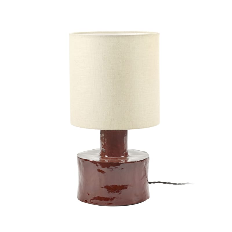 Luminaire - Lampes de table - Lampe de table Catherine céramique rouge / Grès & tissu - Ø 25 x H 47 cm - Serax - Rouge / beige - Grès