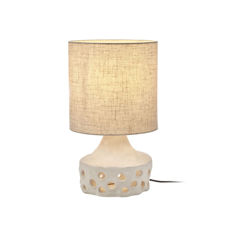 Luminaire - Lampes de table - Lampe de table Oya 02 tissu céramique beige / Grès & tissu - Ø 25 x H 42 cm - Serax - Tissu beige / beige - Grès, Tissu