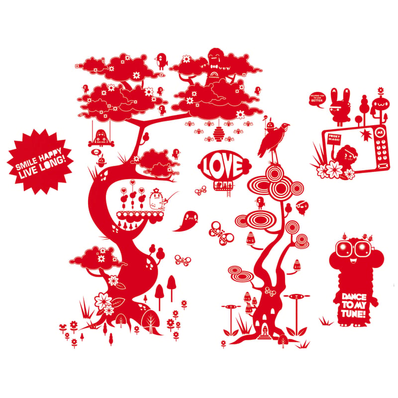 Décoration - Pour les enfants - Sticker Flora and Fauna 3 plastique papier rouge - Domestic - Rouge - Vinyle