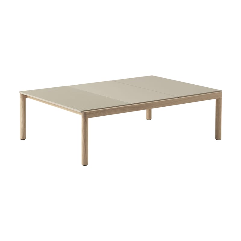 Mobilier - Tables basses - Table basse Couple céramique beige / 84.5 x 120 x H 35 cm - Plateau grès réversible - Muuto - Sable / Chêne - Chêne huilé, Grès cérame