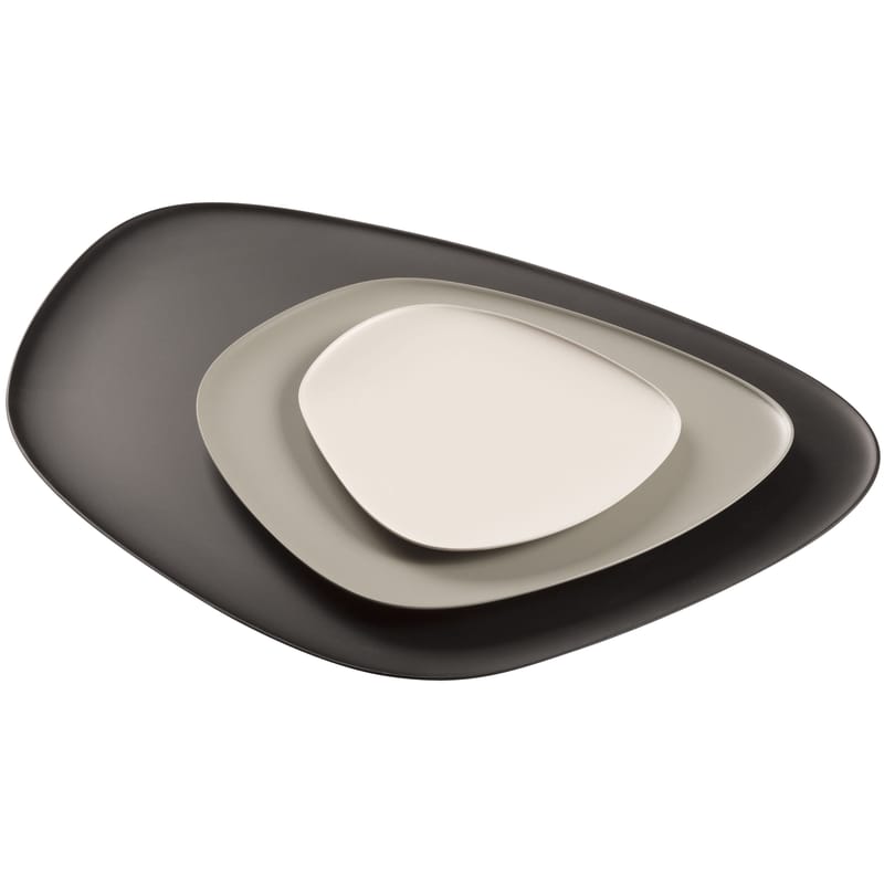 Tisch und Küche - Teller - Teller Namasté plastikmaterial schwarz grau beige / Teller - Set aus 3 stapelbaren Teilen - Kartell - Schwarz, grau, taubengrau - Melamin