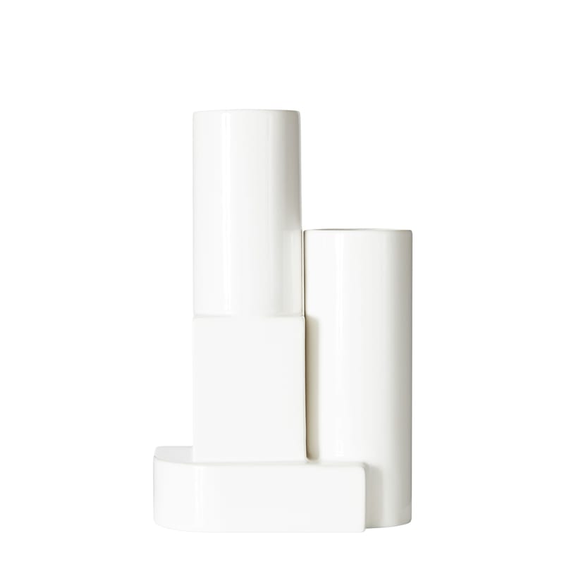 Décoration - Vases - Vase Block Small céramique blanc / H 26 cm - Tom Dixon - Blanc - Faïence émaillée