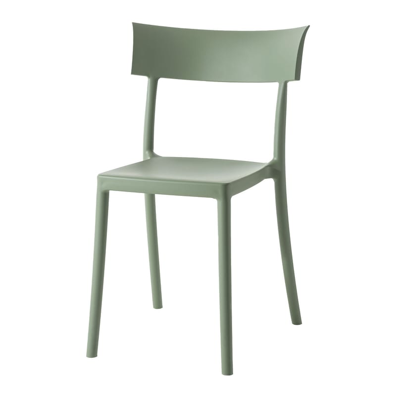 Mobilier - Chaises, fauteuils de salle à manger - Chaise empilable Catwalk plastique vert / Recyclé - Finition mate soft touch - Kartell - Vert Sauge mat - Technopolymère thermoplastique recyclé