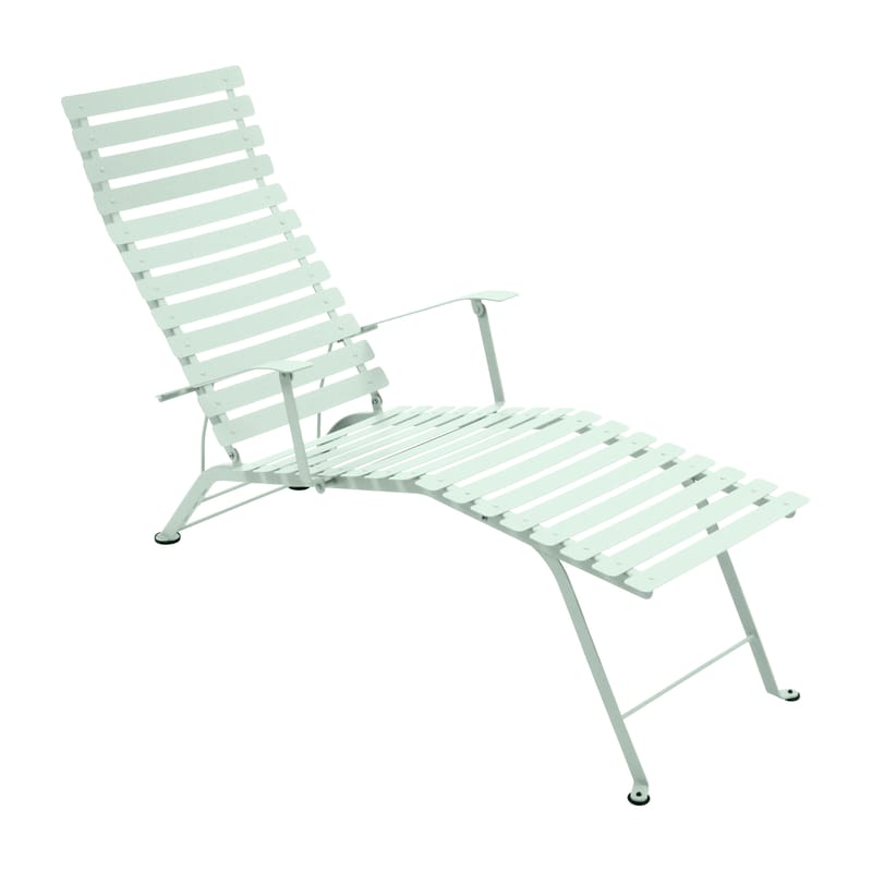 Jardin - Bains de soleil, chaises longues et hamacs - Chaise longue pliable inclinable Bistro métal vert / Accoudoirs - Fermob - Menthe glaciale - Acier laqué