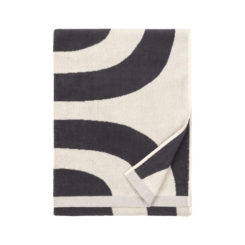 Linge de maison - Linge de bain - Serviette de bain Melooni tissu noir / 75 x 150 cm - Marimekko - Melooni / Noir & blanc - Coton éponge