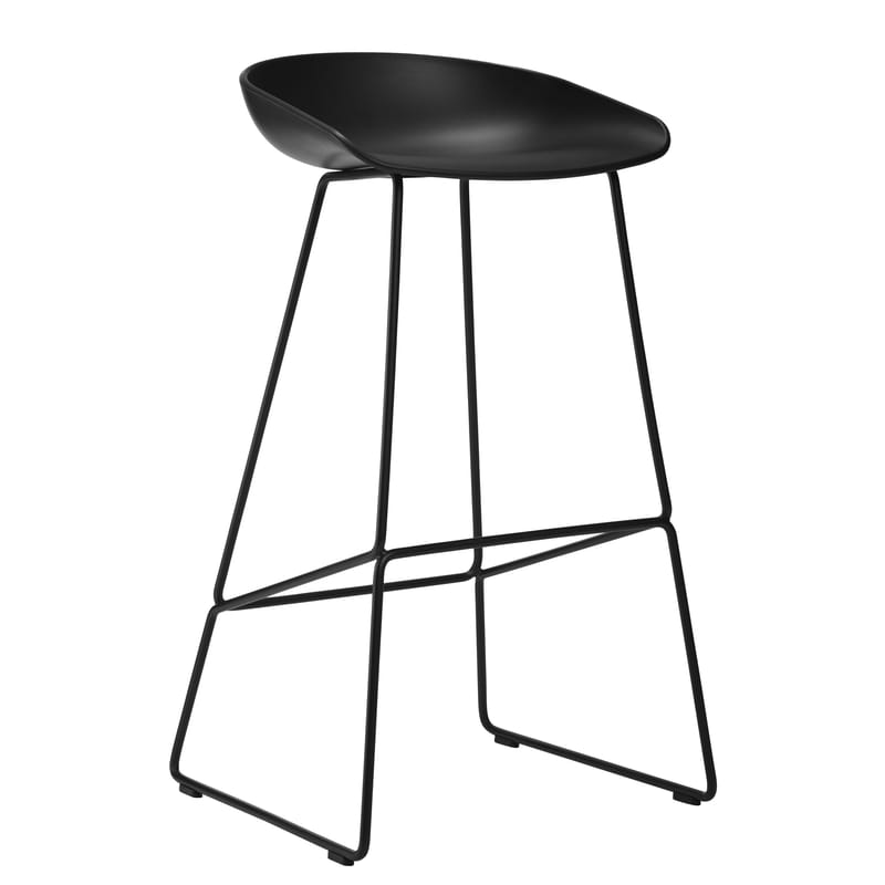 Arredamento - Sgabelli da bar  - Sgabello da bar About a stool / H 65 cm - Base a slitta acciaio - Hay - Nero - Acciaio, Polipropilene