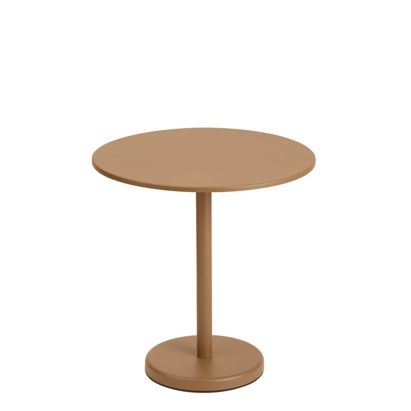 Jardin - Tables de jardin - Table ronde Linear Café métal marron beige / Ø 70 cm - Muuto - Caramel - Acier
