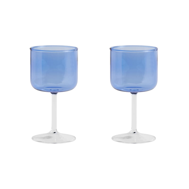 Table et cuisine - Verres  - Verre à vin Tint verre bleu / Set de 2 - Hay - Bleu / Transparent - Verre borosilicaté