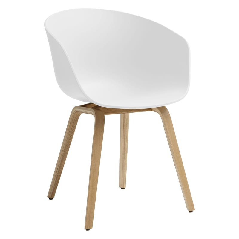 Mobilier - Chaises, fauteuils de salle à manger - Fauteuil  About a chair AAC22 plastique blanc / Recyclé - Hay - Blanc / Chêne verni mat - Chêne massif, Polypropylène recyclé