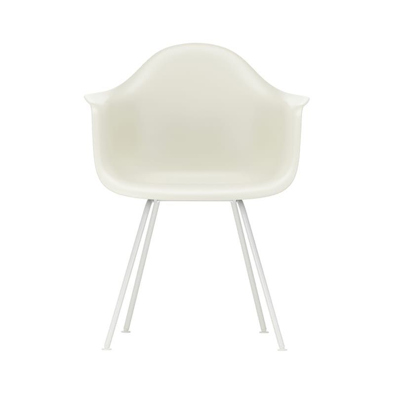 Mobilier - Chaises, fauteuils de salle à manger - Fauteuil DAX - Eames Plastic Armchair plastique gris / (1950) - Pieds blancs - Vitra - Gris galet / Pieds blancs - Acier laqué époxy, Polypropylène