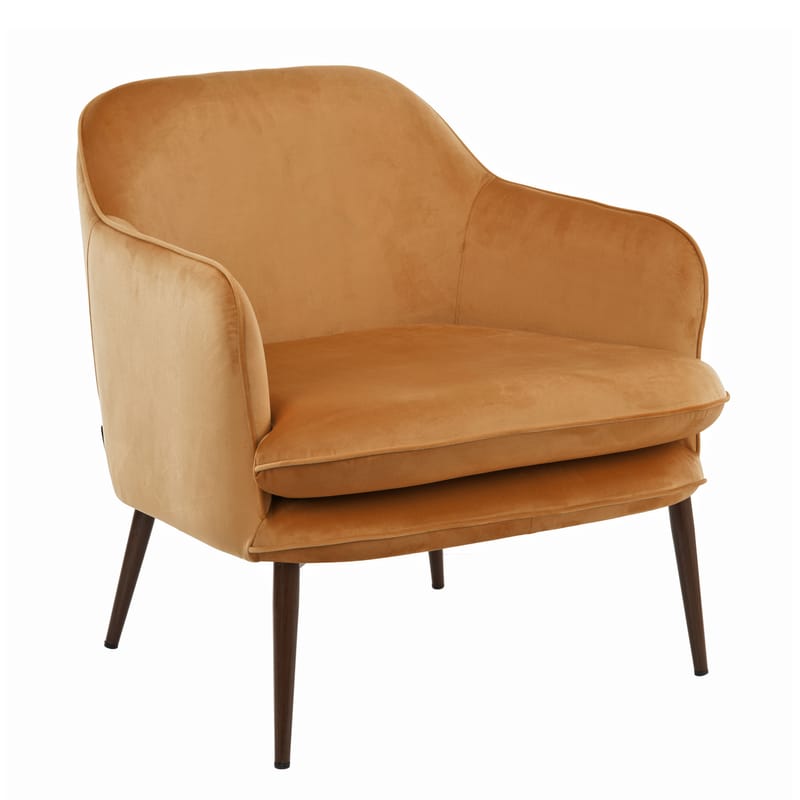 Möbel - Lounge Sessel - Gepolsterter Sessel Charmy textil gelb / Velours & Metall - Pols Potten - Goldgelb - Metall, Schaumstoff, Velours