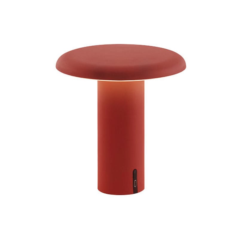 Luminaire - Lampes de table - Lampe sans fil rechargeable Takku LED métal rouge /  Ø 18 x H 19 cm - Artemide - Rouge anodisé - Aluminium