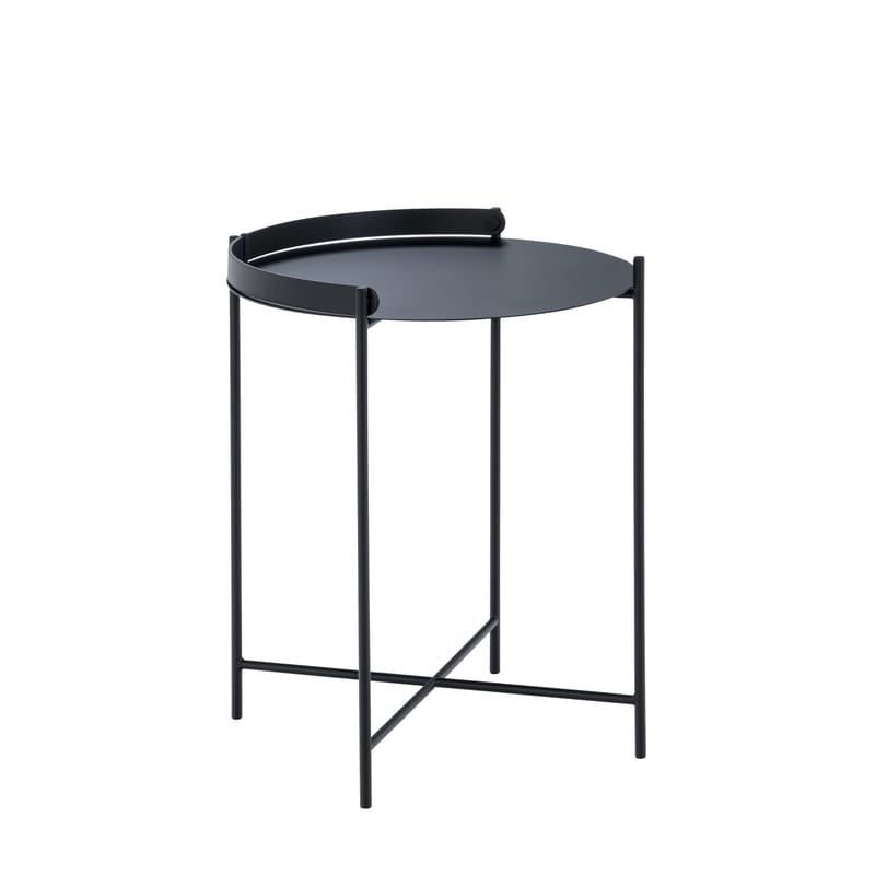 Mobilier - Tables basses - Table d\'appoint Edge métal noir / Poignée rabattable -Ø 46 x H 53 cm - Houe - Noir - Métal thermolaqué