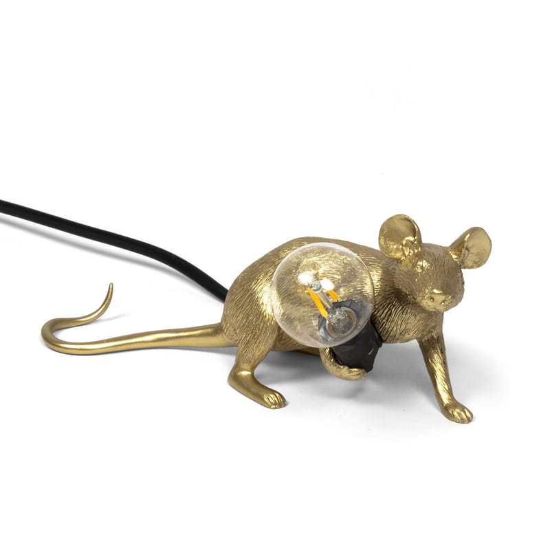 Dekoration - Für Kinder - Tischleuchte Mouse Lie Down #3 / Souris allongée plastikmaterial gold / liegende Maus - Seletti - Maus, liegend / goldfarben - Harz