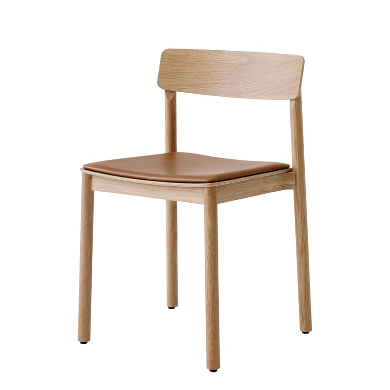 Mobilier - Chaises, fauteuils de salle à manger - Chaise Betty TK3 cuir bois naturel - &tradition - Chêne / Cuir Cognac - Bois massif, Contreplaqué, Cuir