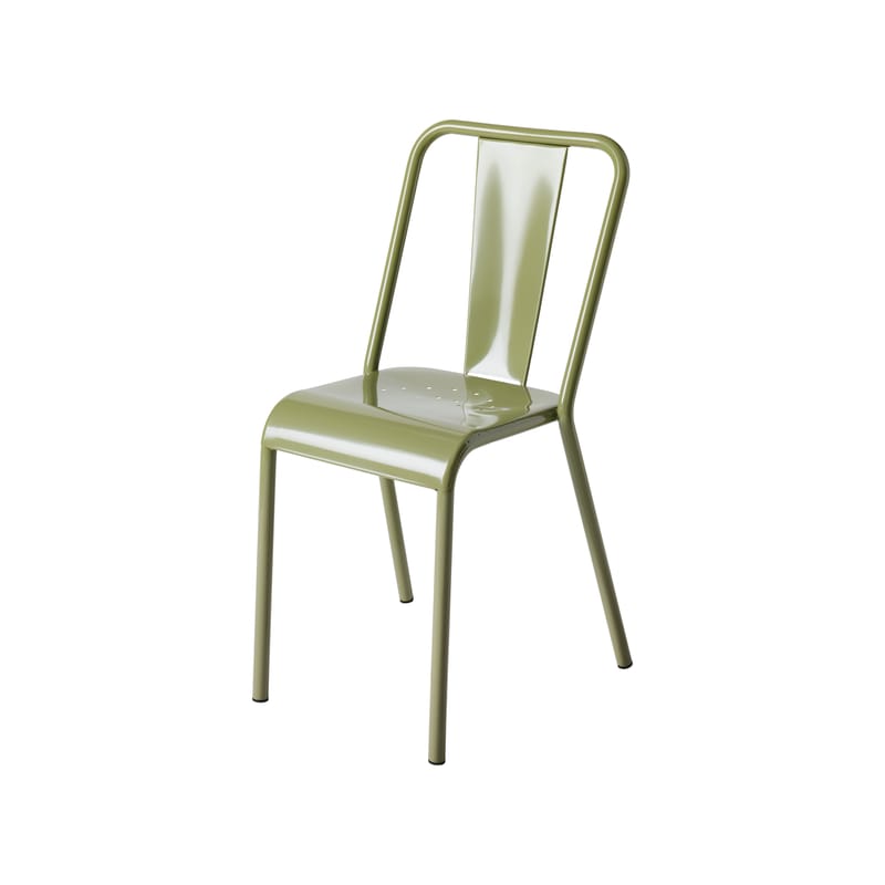 Mobilier - Chaises, fauteuils de salle à manger - Chaise empilable T37 métal vert / Réédition 1937 - Tolix - Vert Jonc - Acier inoxydable