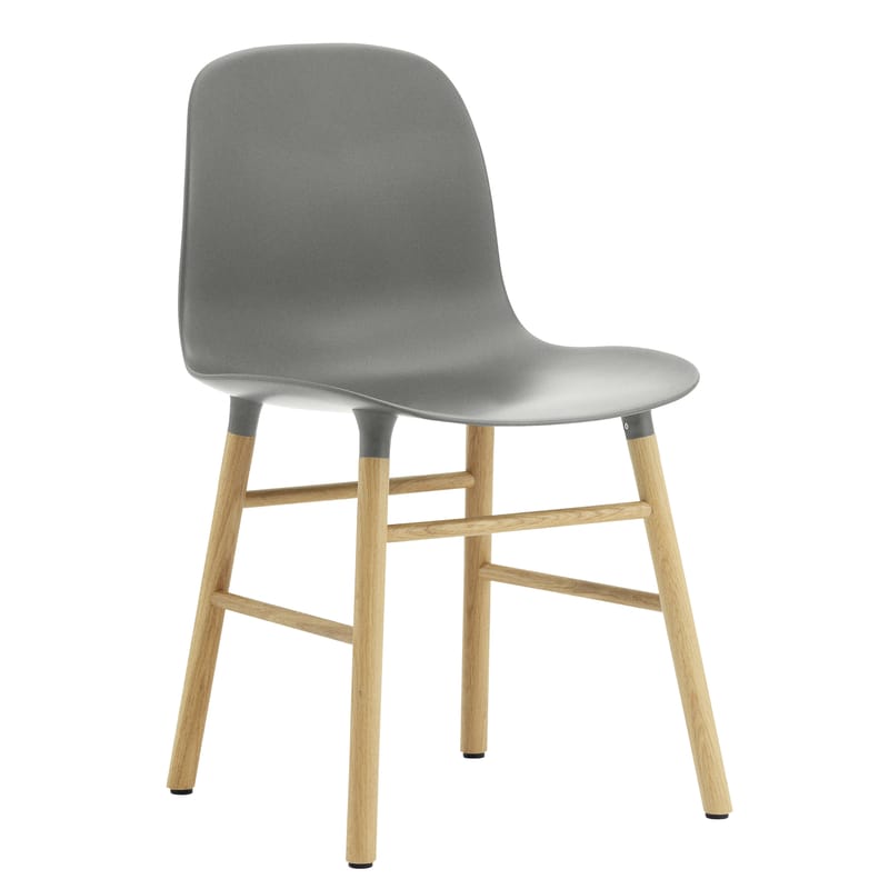 Mobilier - Chaises, fauteuils de salle à manger - Chaise Form plastique gris bois naturel / Pied chêne - Normann Copenhagen - Gris / chêne - Chêne, Polypropylène