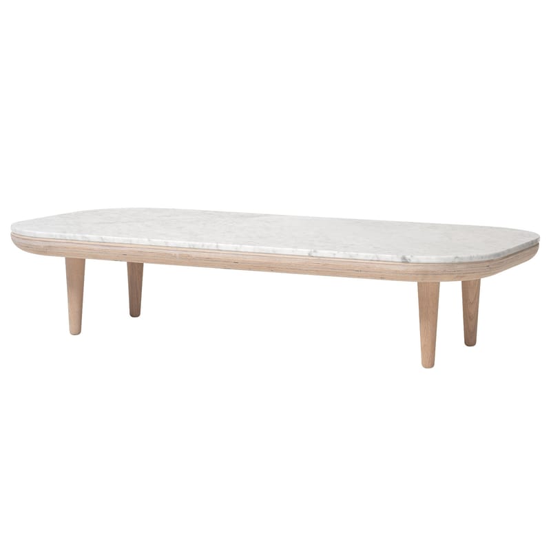 Furniture - Coffee Tables - FLY Coffee table stone white natural wood - &tradition - White oak / White marble - Bleached oak, Carrare marble
