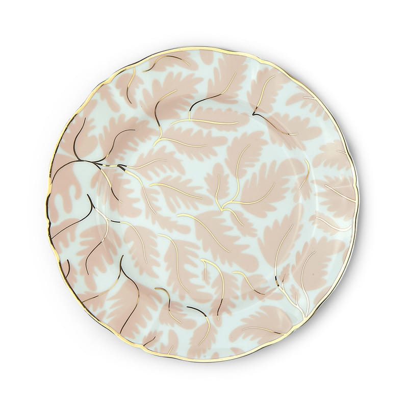 Tableware - Plates - Selva Dessert plate ceramic pink white gold / Ø 20.5 cm - Bitossi Home - Floral - China