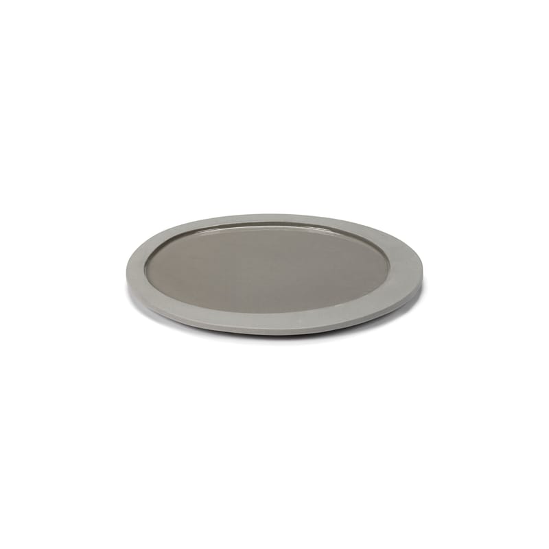 Tisch und Küche - Teller - Dessertteller Inner Circle keramik grau / Small - 21 x 20 cm / Steinzeug - valerie objects - Hellgrau - Sandstein