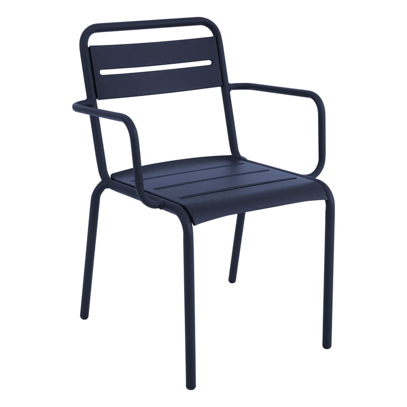 Mobilier - Chaises, fauteuils de salle à manger - Fauteuil empilable Star métal bleu - Emu - Bleu foncé - Acier verni
