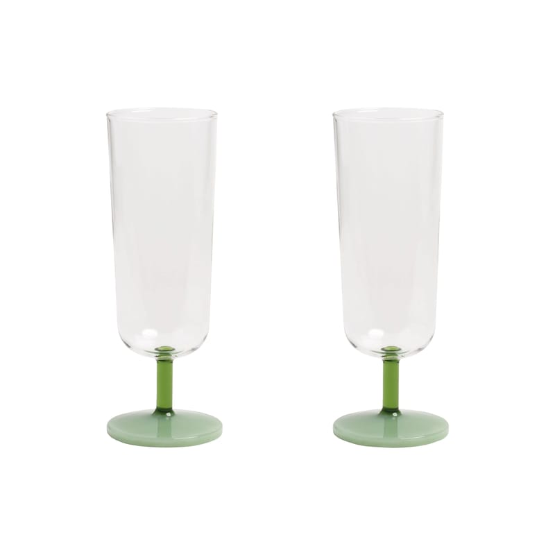 Table et cuisine - Verres  - Flûte à champagne Mingle verre vert / Set de 2 - & klevering - Vert - Verre