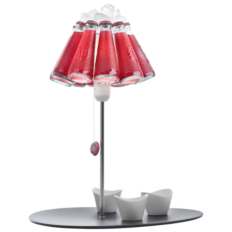 Illuminazione - Lampade da tavolo - Lampada da tavolo Campari Bar metallo vetro rosso nero / H 50 cm - Ingo Maurer - Rosso, nero, acciaio - Metallo, Plastica, Porcellana, Vetro