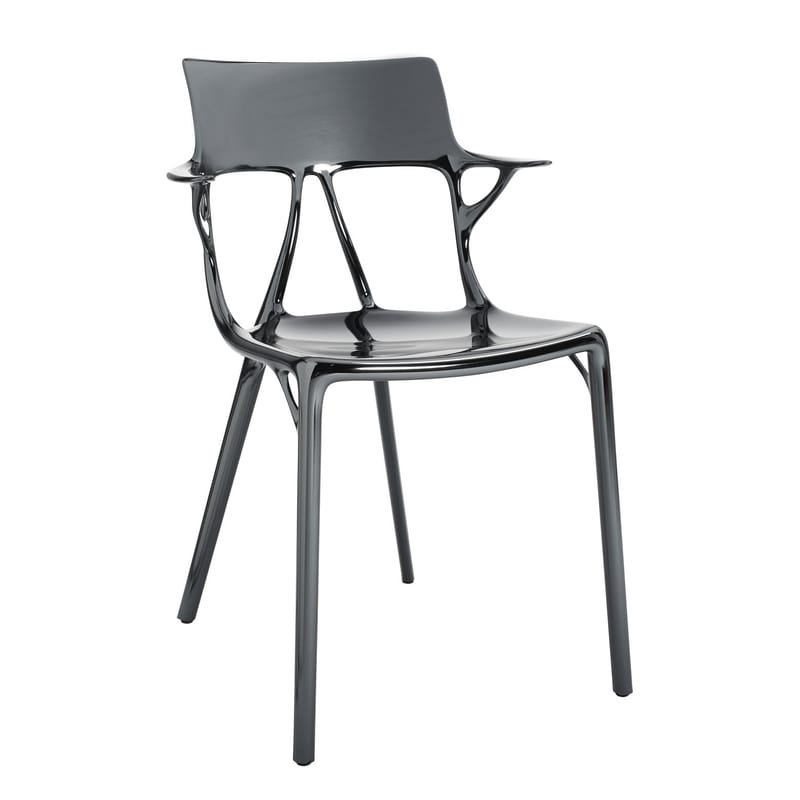 Möbel - Stühle  - Sessel A.I plastikmaterial silber metall metallisiert / Von künstlicher Intelligenz entworfen - 100% recycelt - Kartell - Titan - Recyceltes thermoplast. Technopolymer