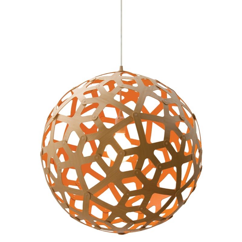 Luminaire - Suspensions - Suspension Coral orange bois naturel / Ø 60 cm - Bicolore - David Trubridge - Orange / bambou naturel - Bambou