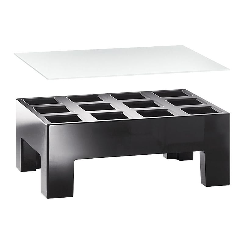 Mobilier - Tables basses - Table basse Modi cuir plastique noir - MyYour - Structure noire / Plateau verre - Mousse, Polyéthylène, Similicuir