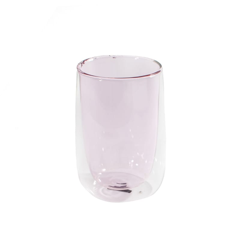 Table et cuisine - Tasses et mugs - Verre à thé Doppler verre rose / Double paroi isolante - Fundamental Berlin - Rose - Verre soufflé à la main