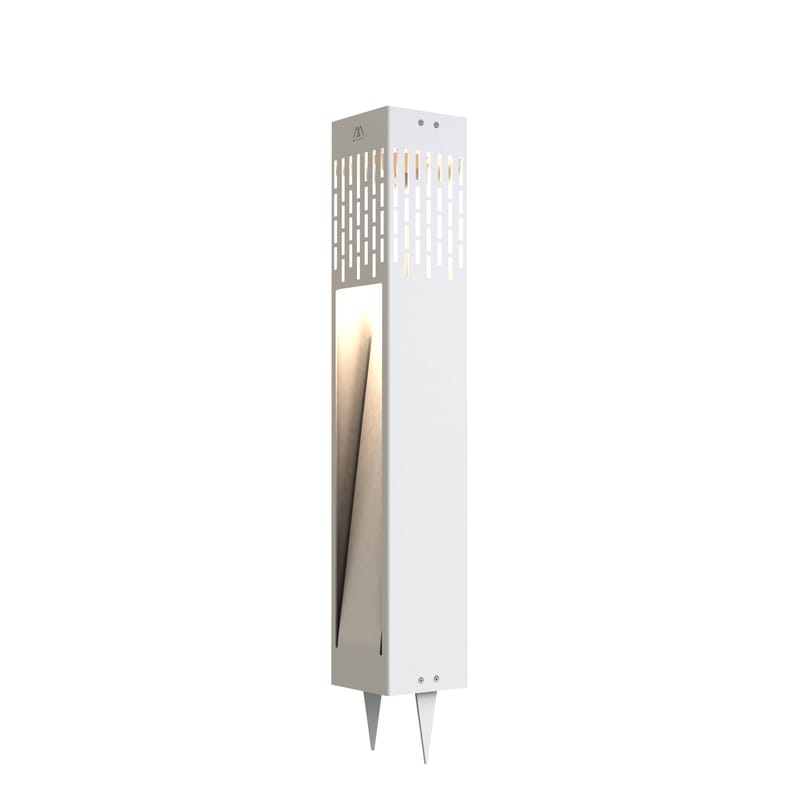 Luminaire - Luminaires d\'extérieur - Borne d\'éclairage solaire La Lampe Passage métal blanc / H 60 cm - Hybride et connectée - Maiori - Blanc - Aluminium