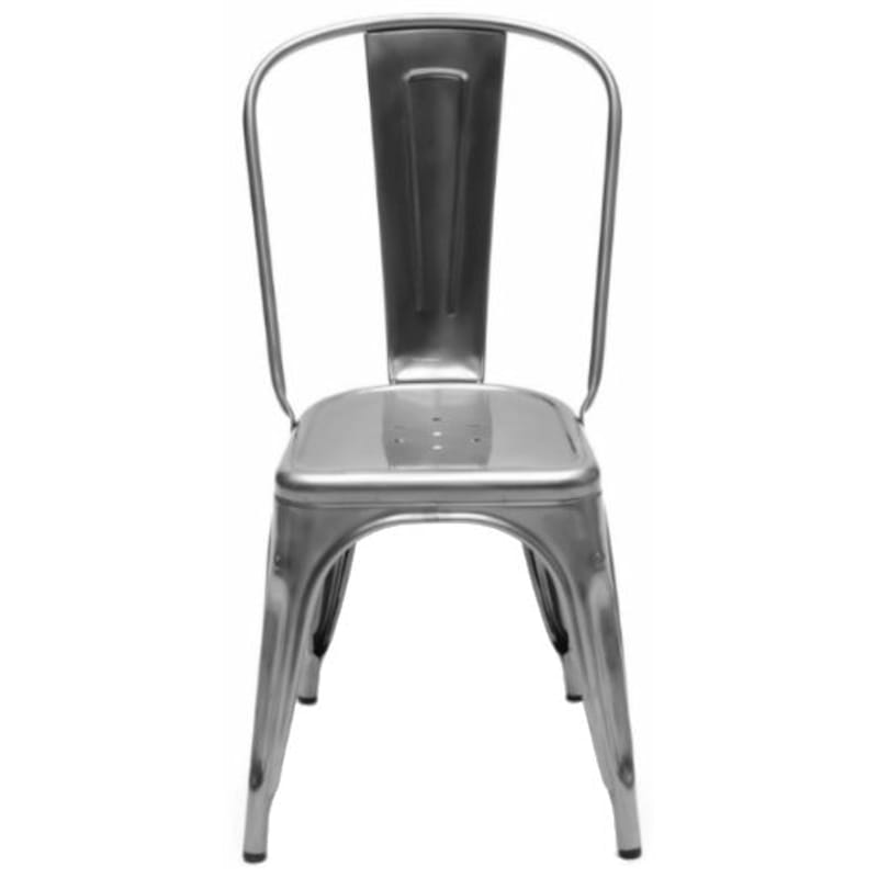 Mobilier - Chaises, fauteuils de salle à manger - Chaise empilable A Outdoor métal / Inox brut - Pour l\'extérieur - Tolix - Acier brut verni brillant - Acier inoxydable brut verni brillant