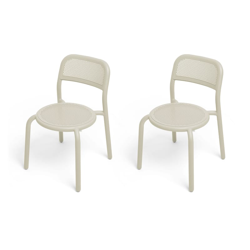 Mobilier - Chaises, fauteuils de salle à manger - Chaise empilable Toní métal beige / Set de 2 - Fatboy - Sable - Aluminium