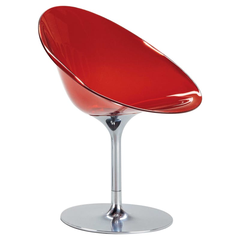 Mobilier - Chaises, fauteuils de salle à manger - Fauteuil pivotant Ero/S/ plastique orange - Kartell - Orange transparent - Acier chromé, Polycarbonate