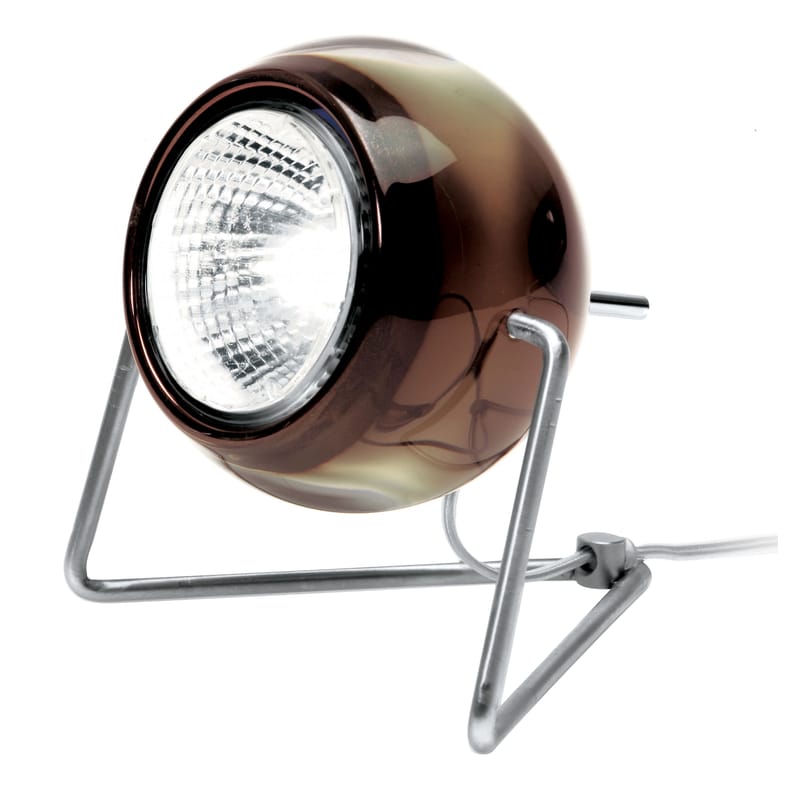 Luminaire - Lampes de table - Lampe de table Beluga métal verre marron - Fabbian - Marron transparent - Métal chromé, Verre