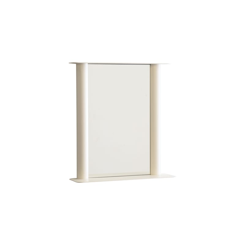 Décoration - Miroirs - Miroir mural Pipeline Small métal blanc / L 56 x H 60.6 cm - raawii - Blanc perle - Aluminium, Verre