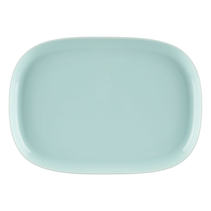Table et cuisine - Plateaux et plats de service - Plat de service Oiva céramique vert / 36 x 25,4 cm - Marimekko - Oiva / Vert - Grès