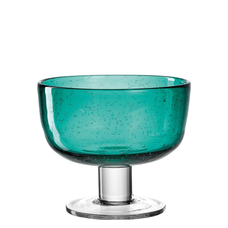 Tableware - Bowls - Burano Small dish glass blue green / à pied - Ø 12 x H 10 cm - Leonardo - Bleu vert lagune - Bubbled glass