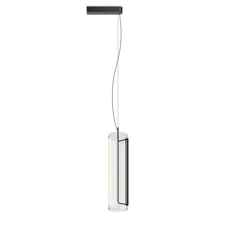Luminaire - Suspensions - Suspension Guise métal verre gris / Diffuseur vertical - LED - Vibia - Laqué graphite mat - Aluminium, Verre borosilicaté