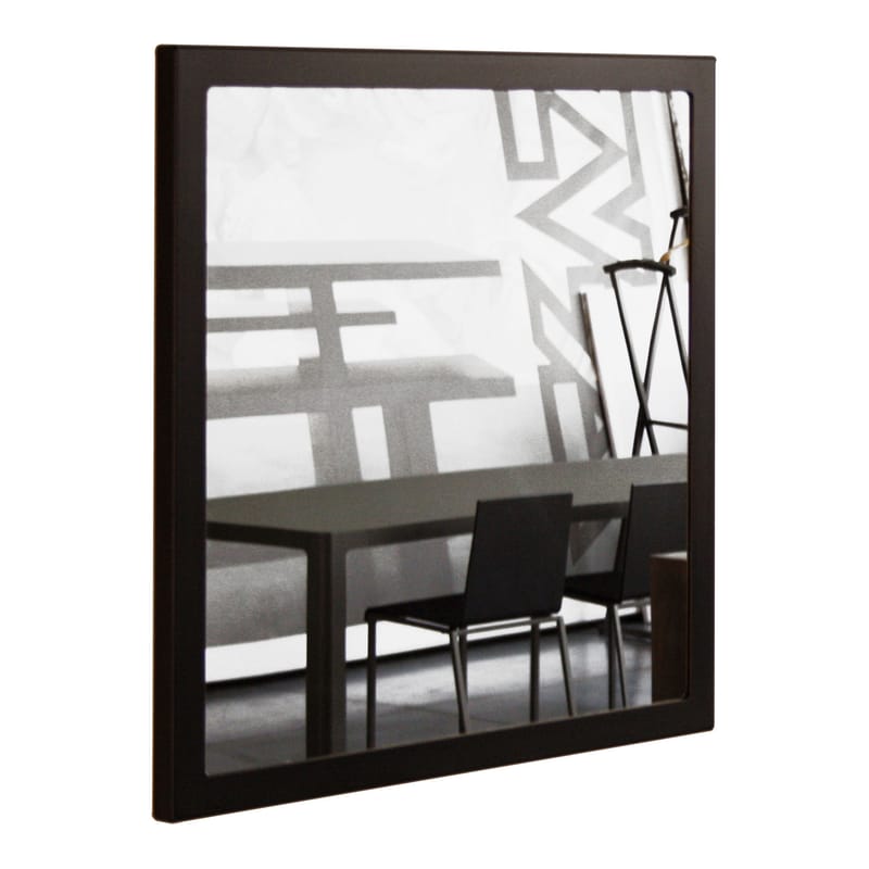 Furniture - Mirrors - Little Frame Wall mirror metal black mirror 60 x 60 cm - Zeus - Black phosphatized - Natural steel plate