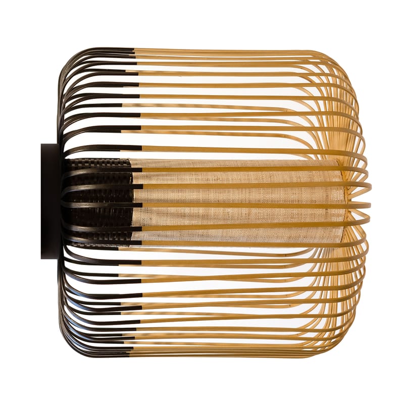 Luminaire - Appliques - Applique Bamboo light M tissu noir bois naturel / Plafonnier - Ø 45 x H 40 cm - Forestier - Noir / Naturel - Bambou naturel, Tissu