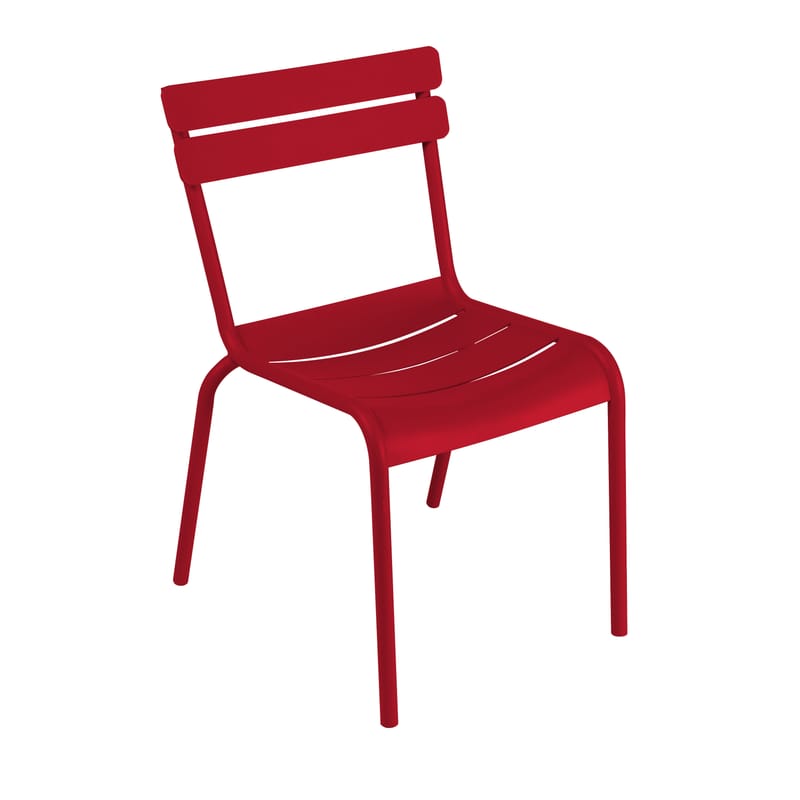 Life Style - Chaise empilable Luxembourg métal rouge /  Aluminium - Fermob - Piment - Aluminium laqué